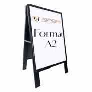 Chevalet bois porte affiche aluminium A2 - cadre noir - 780 x 450 mm - double face - PEFC - fabrication française Chevalet bois porte affiche aluminium A2 - cadre noir - 780 x 450 mm - double face - PEFC - fabrication française
