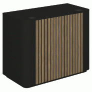 Comptoir noir Vertigo T03 2 angles arrondis MDF noir et olivier 120x60x93cm