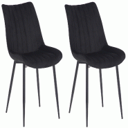 Décoshop26 - Lot de 2 chaises de salle à manger coutures décoratives verticales avec pieds en métal noir assise en velours noir 10_0001742 - noir