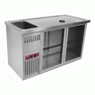 Diamond - Comptoir bar 2 compartiments, égoutoir+grille, 1 cuve à gauche. - réf. KBR/21G - gris inox AKS-KBR/21G