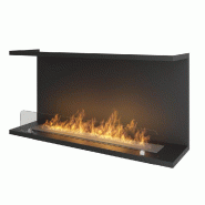 Divina Fire Cheminée au Bioéthanol Encastrable de Design C1000 V.2 avec Vitre Ouverte sur 3 Côtés Brûleur de 2 Litres - noir C1000V2