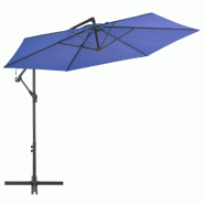 Helloshop26 - Parasol déporté avec mât en aluminium 300 cm bleu 02_0008479 - 3000452747765