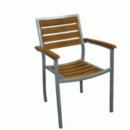 LOT DE 4 FAUTEUILS EN TECK ET ALUMINIUM LOT DE 4 FAUTEUILS EN TECK ET ALUMINIUM