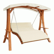 Merax balancelle de jardin type Hollywood en bois de mélèze, avec toit pare-soleil et tablette latérale, naturel - marron Bois massif OT35567N