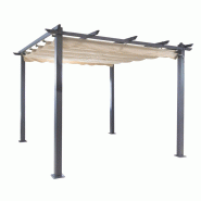 Pergola aluminium toile retractable 3 x 3 m - beige - tonnelle auvent Pergola aluminium toile retractable 3 x 3 m - beige - tonnelle auvent