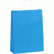 Sac kraft bleu ciel poignées torsadées 25x10x32cm - par 100