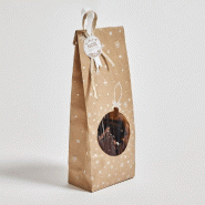 Sachet confiseur kraft Snow à fenêtre boule 10x5,5x28.5cm - par 100
