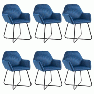 VidaXL Chaises à manger lot de 6 bleu velours Modèle Fervanelle - 277006