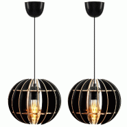 WellHome - Lot de 2 lampes de plafond de 60 cm, design sphérique noir - noir WH1105
