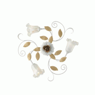 Bonetti Illumina Cesto Plafonnier Shabby en fer laqué blanc 3 lumières H.17 d.56 BL274-PL3-BCO - doré 8050713218768