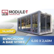 Bureau préfabriqué à baie vitrée - En PVC - 20 pieds - 6,00 x 2,40 x 2,60 m - Porte en acier galvanisé Bureau préfabriqué à baie vitrée - En PVC - 20 pieds - 6,00 x 2,40 x 2,60 m - Porte en acier galvanisé