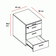 Caisson mobile 3 tiroirs  + 1 plumier  - QUADRIFOGLIO - Gris_1
