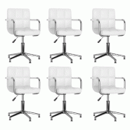 Chaises à manger pivotantes lot de 6 blanc similicuir Modèle Sornelle - 3088082