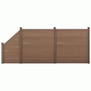 Clôture brise vue brise vent bois composite (wpc) quadratique et oblique brun 183 x 451 cm 03_0001454