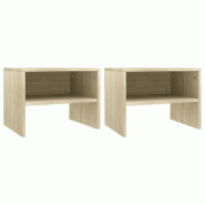 Décoshop26 - Lot de 2 tables de chevet avec compartiment ouvert 40 x 30 x 30 cm bois ingénierie couleur chêne DEC035226 - 3000260533871