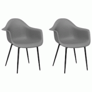 Décoshop26 - Set de 2 chaises de salle à manger en PP gris dossier incurvé et métal DEC025532 - gris 3000255298129 Décoshop26 - Set de 2 chaises de salle à manger en PP gris dossier incurvé et métal DEC025532 - gris 3000255298129