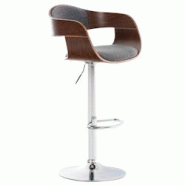 Décoshop26 - Tabouret de bar x1 design scandinave en tissu gris clair et structure en bois couleur noyer 10_0005048 - gris 3000252430591 Décoshop26 - Tabouret de bar x1 design scandinave en tissu gris clair et structure en bois couleur noyer 10_0005048 - gris 3000252430591