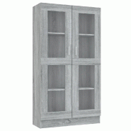Helloshop26 - Armoire à vitrine avec 4 compartiments moderne classique rangement 82,5 x 30,5 x 150 cm en bois gris 02_0048145 - gris verre 3000235135