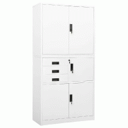 Helloshop26 - Armoire de bureau en acier design contemporain avec 3 étagères réglables 90 x 40 x 180 cm en acier blanc 02_0046911 - blanc acier 300