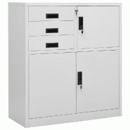 Helloshop26 - Armoire de bureau rangement avec étagère réglable 90 x 40 x 102 cm en acier gris clair 02_0046904 - gris acier 3000234491510