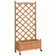 Helloshop26 - Jardinière bac lit surélevé plantes fleurs terrasse jardin avec treillis et roues bois massif de sapin marron 02_0038371 - 3000214170596 Helloshop26 - Jardinière bac lit surélevé plantes fleurs terrasse jardin avec treillis et roues bois massif de sapin marron 02_0038371 - 3000214170596