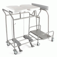 Sclessin 374.766S Chariot Porte-Sacs 2 Sacs Couvercles et Pédales Professionnel - 374.766S