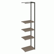 Suite structure Cage noir 58x40x240cm 4 tablettes noyer foncé
