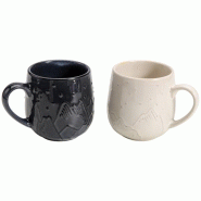 TABLE ET COOK Lot 2 mugs 39 cl Crème & Gris - Montagne - 035-1228629