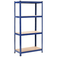 Vidaxl étagère de rangement à 4 niveaux bleu acier et bois ingénierie 144273