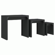 VidaXL Tables basses gigognes 3 pcs noir bois d'ingénierie Modèle Lofty Premium - 837822