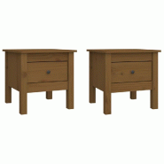 VidaXL Tables d'appoint 2pcs Marron miel 40x40x39cm Bois massif de pin Modèle Patio Sigma Plus - 813791