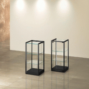 Vitrine T-Métal comptoir 45x45xH95cm 2 bandes LED verticales - noir