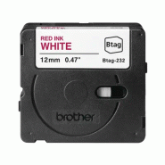 BTAG-232 - Ruban adhésif Brother rouge sur blanc, 12 mm de large, non laminée
