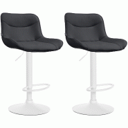 Décoshop26 - Lot de 2 tabourets de bar x1 avec coutures décoratives en PVC noir pied en trompette métal blanc 10_0004458 - blanc 3000252114293 Décoshop26 - Lot de 2 tabourets de bar x1 avec coutures décoratives en PVC noir pied en trompette métal blanc 10_0004458 - blanc 3000252114293