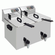 Diamond - Friteuse de table électrique 2x 8 litres + robinet de vidange - réf. WR-EF16-D8 - inox AKS-WR-EF16-D8