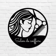 Enseigne salon de coiffure option LED - Bleu Marine