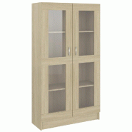 Helloshop26 - Armoire à vitrine classique 82,5 x 30,5 x 150 cm design épuré rangement polyvalent en bois d'ingénierie chêne sonoma 02_0047757 - v