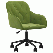Helloshop26 - Chaise fauteuil siège pivotante de bureau informatique étude clair velours vert 02_0024184 - vert métal 3000214728988