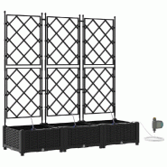 Helloshop26 - Lot de 3 cache-pots modernes jardin 120 x 40 x 126 cm avec système d'irrigation en acier noir 02_0058550 - noir acier 3000240653179