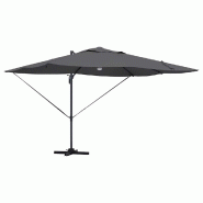 Helloshop26 - Parasol déporté design moderne inclinable 351 x 250 x 253 cm en polyester anthracite - aluminium 3000240743955
