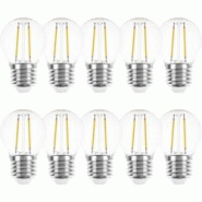 Illupro Lot de 10 Ampoules led filament 2W E27 2200K blanc chaud guinguette - 3760430850817