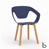 Lot de 4 chaises de collectivité Liner - Mobel Linea. - Bleu_0