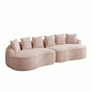 Merax Chenille Canapé 4 places, canapé nuage modulable sans cadre, assise extra profonde et extra large, avec coussins, rose - W3325S00284