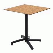 Oviala Business Table bistrot de jardin carrée inclinable 60 cm 4 places chevron - marron métal 115855