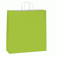 Sac kraft vert anis avec poignées torsadées - 36x12x41cm - par 50