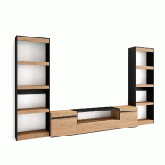 SKRAUT HOME Ensemble Meuble TV, 320x186x35cm, Pour les TV jusqu'à 80", Salon Complet, Chêne et noir - beige Bois manufacturé 94_27