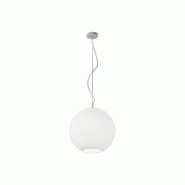 Suspension Perenz de 40 cm de diamètre en verre satiné, structure en métal blanc, douille E27, design moderne pour l'éclairage intérieur - blanc 6477 Suspension Perenz de 40 cm de diamètre en verre satiné, structure en métal blanc, douille E27, design moderne pour l'éclairage intérieur - blanc 6477