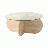 Table basse en verre Bubble beige travertine Hanah Home - 8684283059171 Table basse en verre Bubble beige travertine Hanah Home - 8684283059171