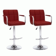 VidaXL Tabourets De Bar Lot De 2 Rouge Bordeaux Similicuir - rouge 323629 VidaXL Tabourets De Bar Lot De 2 Rouge Bordeaux Similicuir - rouge 323629