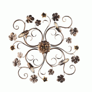 BeLight Iris Plafonnier En Fer Laqué Marron Décor Or Antique 4 Lumières H.17 D.76 Bl169-Pl4-Br - marron 8050713212469